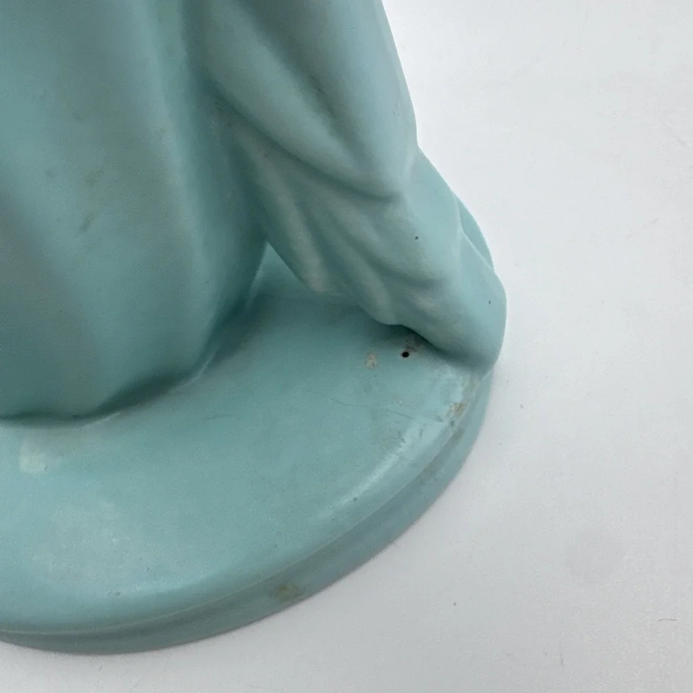 Vtg Haeger Vase Turquoise Aqua Art‎ Pottery Matte Pansy Flower Cornucopia READ